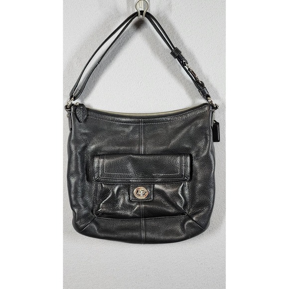Vintage Coach Penelope Black Pebbled Leather Hobo Bag Shoulder Tote G1220-F19045 - Picture 1 of 13